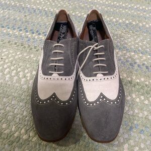 ANTONIO MAURIZI, size 43, brown gray two tone wingtip suede shoes